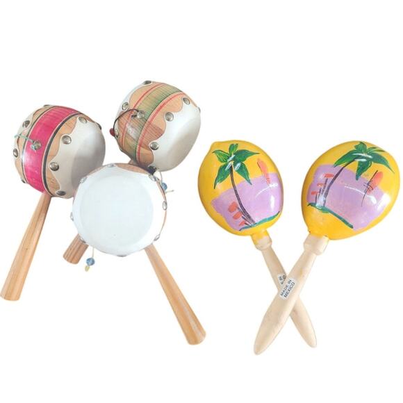 Hand-painted Mexican Maracas lot of 5 - Picture 1 of 5